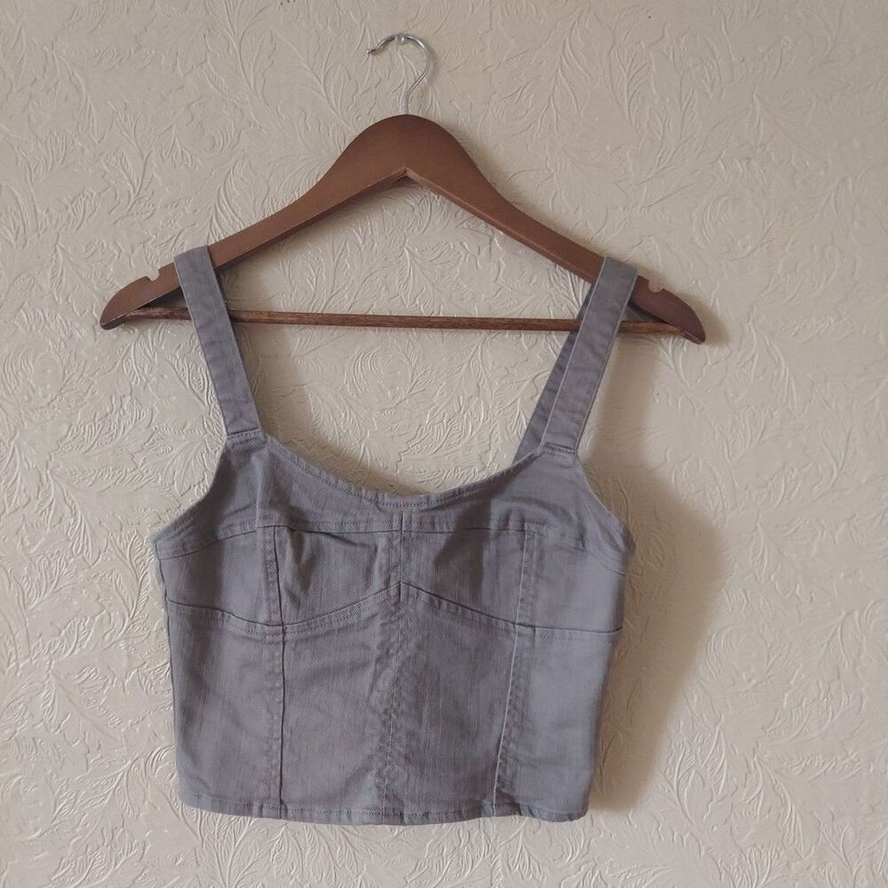 Forever 21 Grey Denim Bustier Crop Top Sz Small